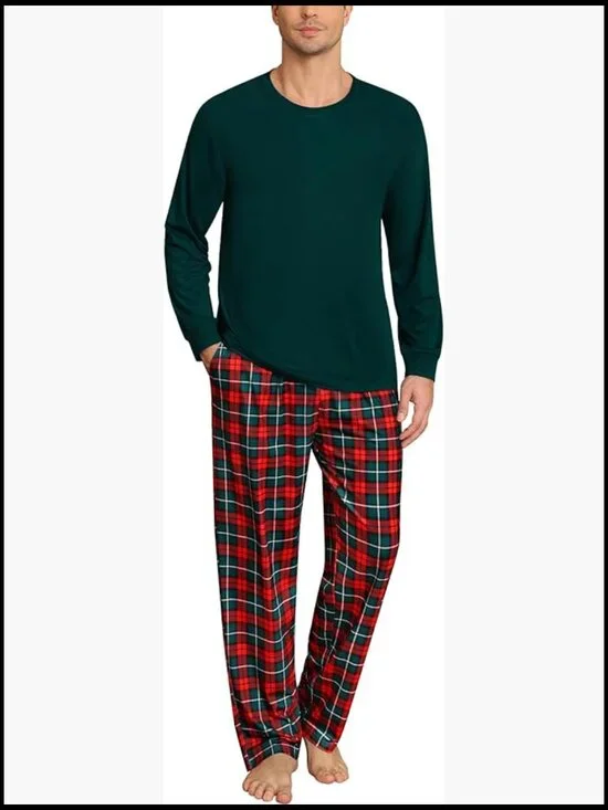 Men's Pajama Set with Pockets, Long Sleeve, Modal Fabric