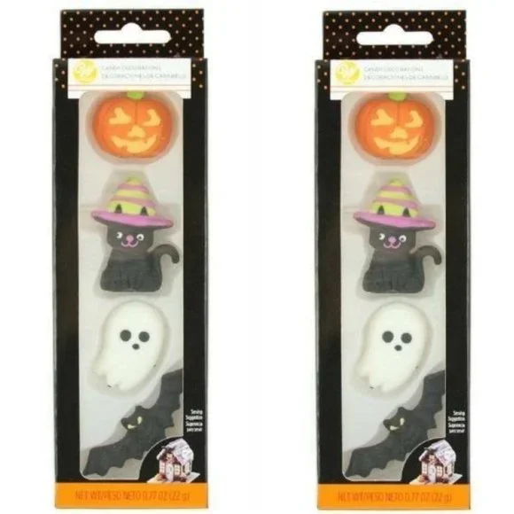 Wilton Halloween Candy Ghost Pumpkins Icing Decorations 8 Pc Shimmering Baking