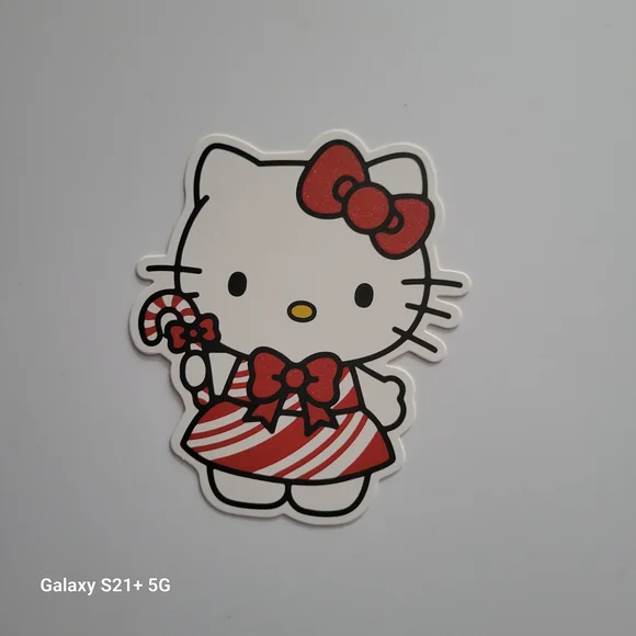 Hello Kitty Red and White Candy Cane Cake Topper