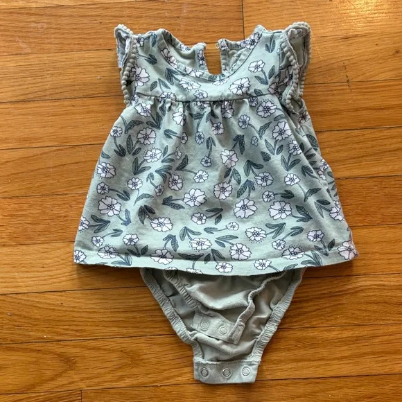 Carter's Green Floral Dress With Attached Diaper Cover