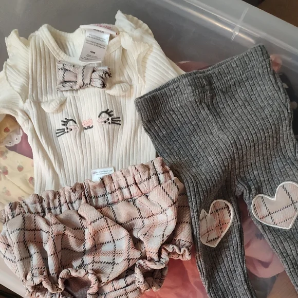 Little Lass Cream and Pink Diaper Cover Set