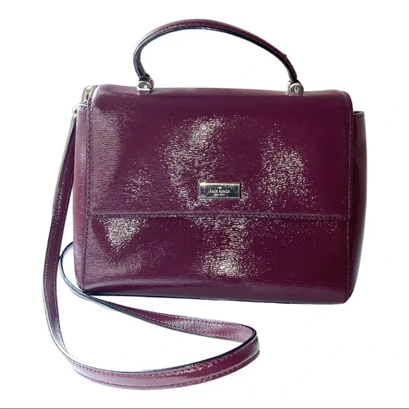 Kate Spade New York Wine Glossy Leather Top Handle Crossbody Handbag