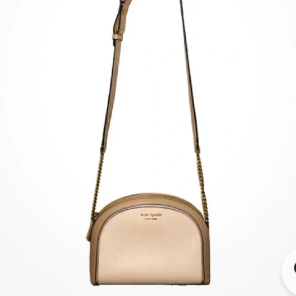 kate spade Tan and Cream Leather Round Crossbody Bag