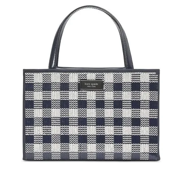 kate spade new york Sam Icon Small Gingham Sequin Embellished Tote