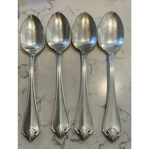 Vtg‎ Rogers Oneida 1811 King James Silverplate Teaspoon Set of 4 Flatware