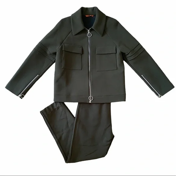 Smarteez- Olive Green Industrial Like Matching Set with Jacket and Jogger Pants