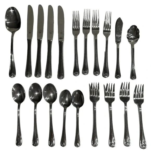 Pfaltzgraff Sea Isle Flatware 20 Pieces Dinner Fork Salad Spoon Knives Stainless