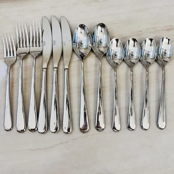 Stainless China TT Round Tip Heavy Weight Flatware Set 12pc