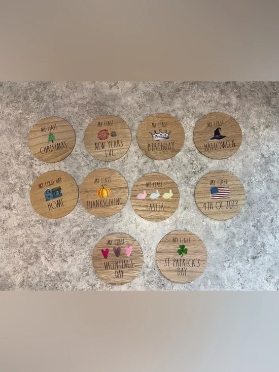 “My First” Milestone/Holiday Wooden Disc Set