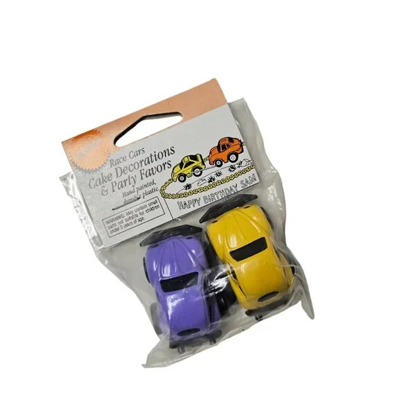 DEADSTOCK 1995 Wilton Race Cars Cake Decorations and Party Favors