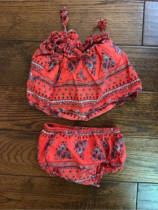 Infant Bandana Red & Blue Sun dress & Diaper Cover 6-12 months