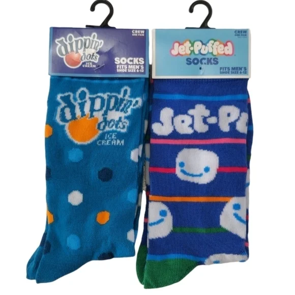 Novelty Crew‎ Socks Dippin' Dots and Jet-Puffed Marshmallows Size 6-12