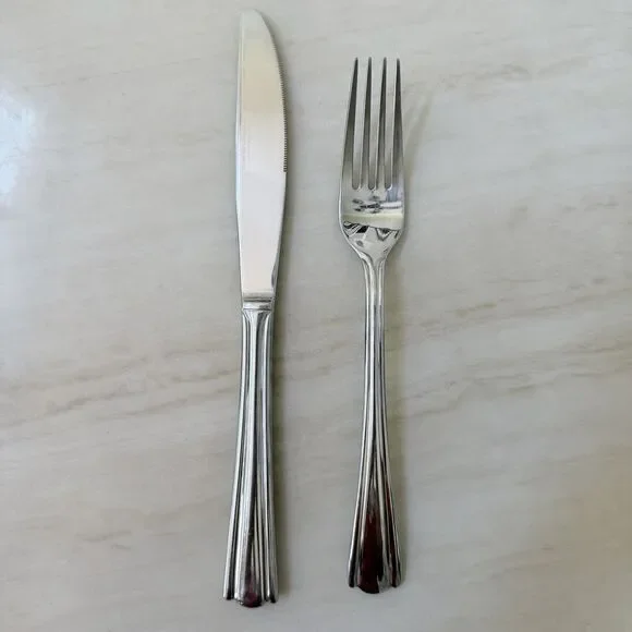 2pc Hampton Elana Dinner Knife and Fork Stainless Round Tip Beveled Edge