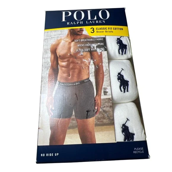 Polo Ralph Lauren 3 Pack‎ Classic Fit Cotton Boxer Briefs Mens Size XL