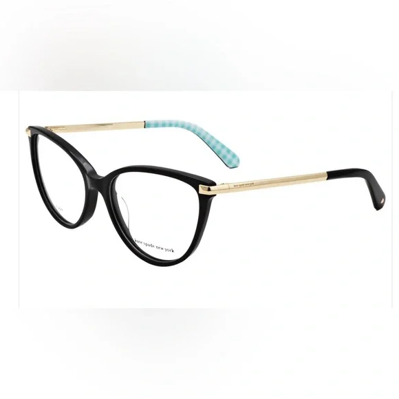 KATE SPADE NWOT Modern Cat Eye 54-16-140 Mint/WHT Gingham Gold Accent Frame