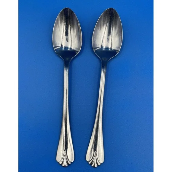 Kirk Stieff Sprig 2 Teaspoons Stainless Flatware Utensils Dining 7 1/4