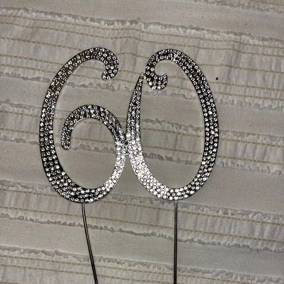 Silver Rhinestone 60 Cake Topper
