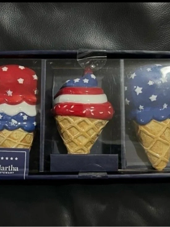 Martha Stewart Red, White & Blue Ice Cream Cone Cake Topper