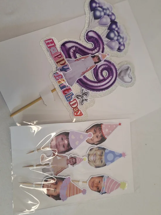 Number And Foto Cake Topper with Balloon Accent