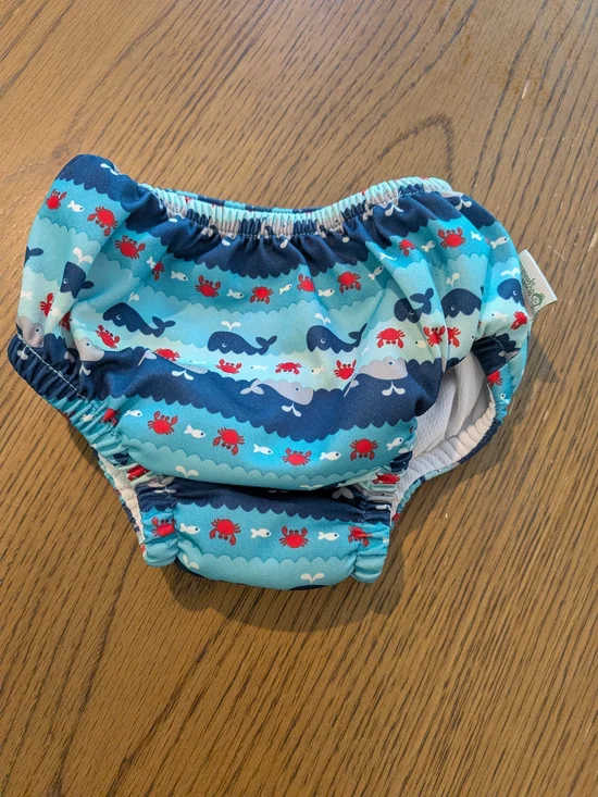 Children's Swim Diaper Cover - Nautical Blue Whale & Crab Print, Sz. 12 Months