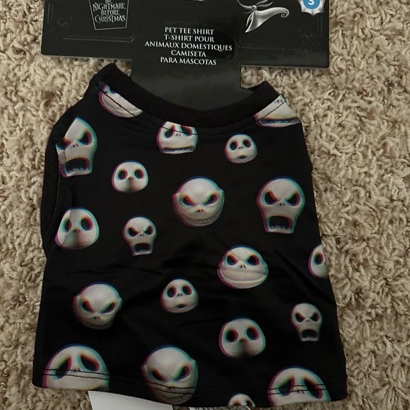 Disney Black Pet T-Shirt with Skull Pattern NBC size S/NWOT 926