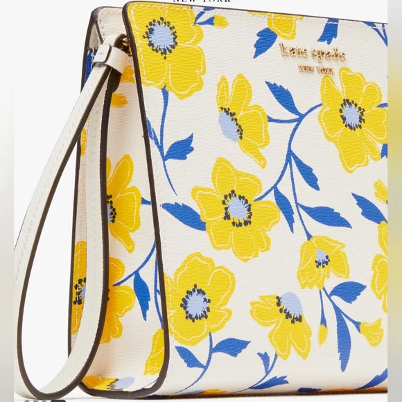 NWT Kate Spade Morgan Sunshine Floral Printed Gusseted Wristlet