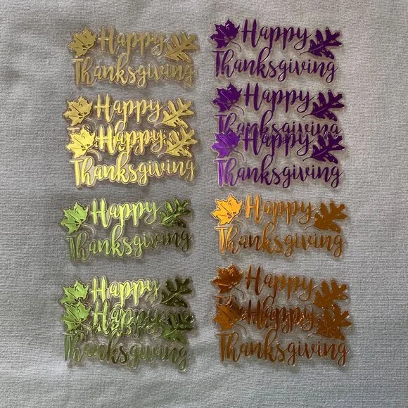DecoPac Happy Thanksgiving Foil Lay On Cake Pie Baked Goods Decorations 12 Qty