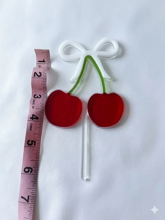Cherry Acrylic Cake Topper - medium