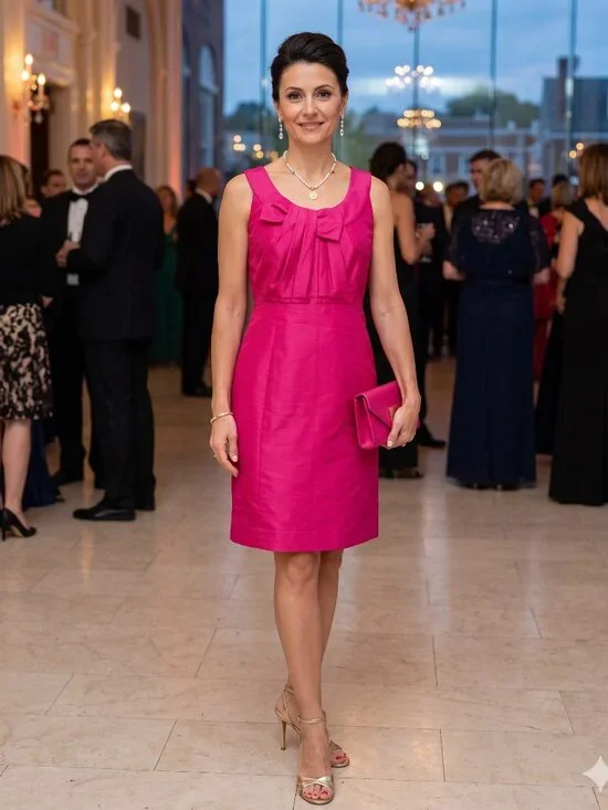 Kate Spade Fuchsia Bow Silk Faille Dress Size 0 Hot Pink Elegant Event Wear