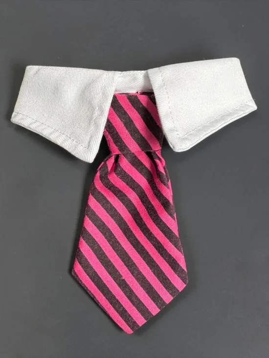 Dog Bow Tie Collar Hot Pink Black Stripe Adjustable Pet Tie NWOT