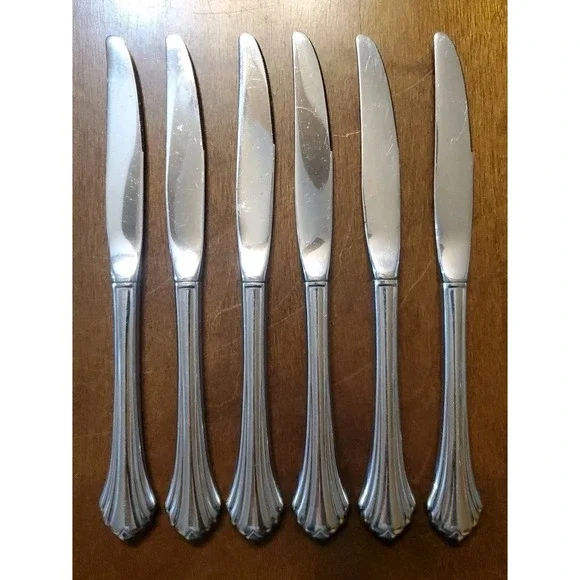 6 Oneida USA BANCROFT Dinner Knives Stainless Flatware