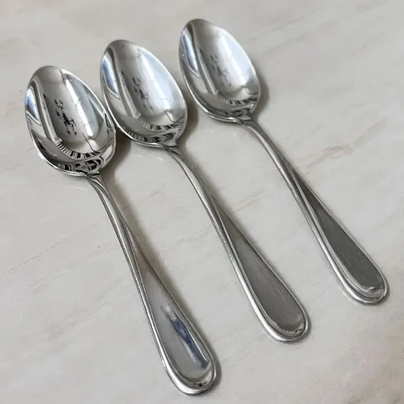3pc ONEIDA Flight-Reliance Stainless Oval Soup Spoon 6 3/4” Glossy Flatware USA