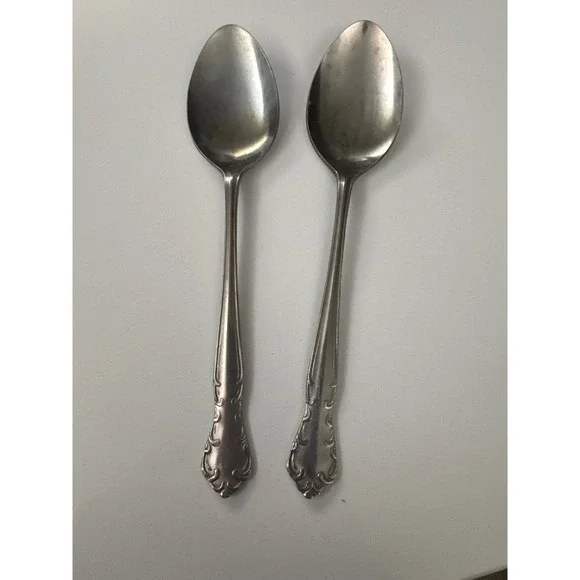 National Stainless Silverware Spoons Set of 2 Ornate Handle Dining Tableware‎