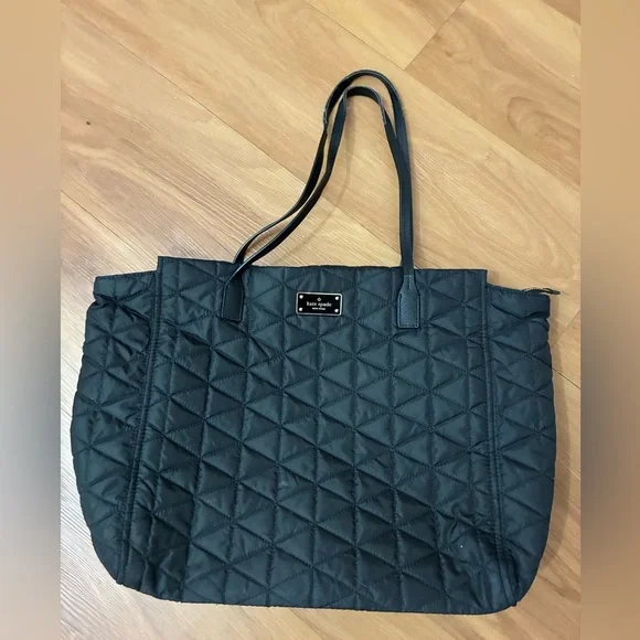 Kate Spade New York Wilson Road quilted black nylon tote bag