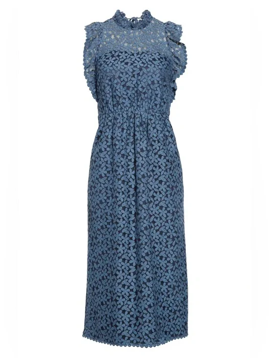 kate spade flora lace ruffle midi dress blue women’s size 00 semi formal event