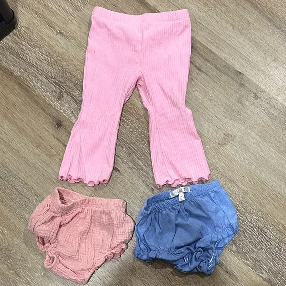Kids Pink and Blue Ruffle Pants Set