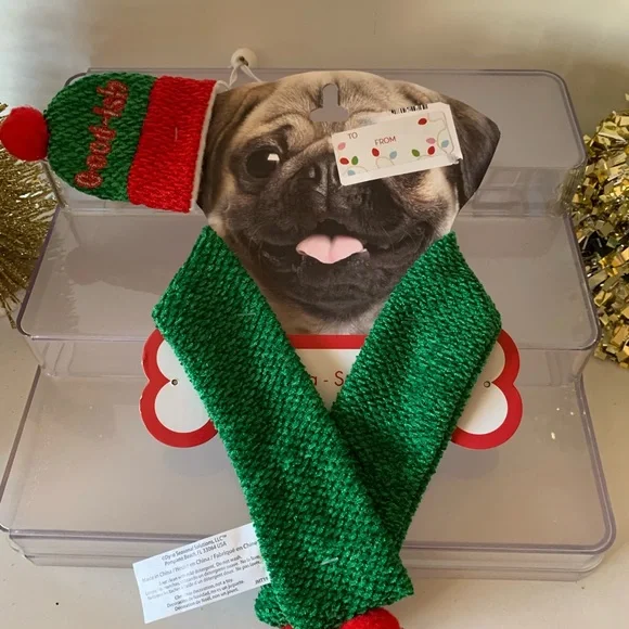 Santa Pet Costume Bandana and Hat Small/ Medium 19 inches long