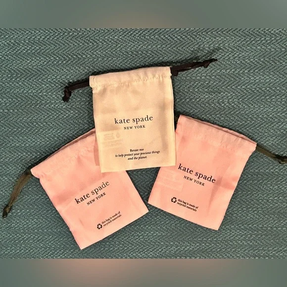 Lot Of 3‎ Kate Spade Jewelry Dust Gift Bags Drawstring Storage Pouch Pink White