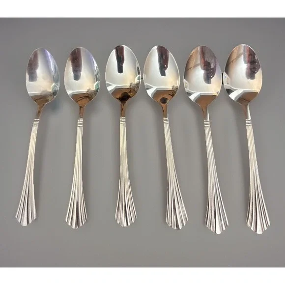 International Symmetry Stainless 6 Teaspoons Replacement Silverware Flatware