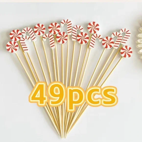 Target Red & White Candy Cane Cupcake Picks - 49 Pack