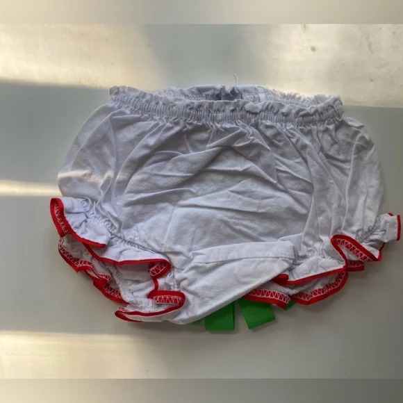 Mud Pie Cotton Red and Green Holiday Bloomers / Size 0-6m / EUC