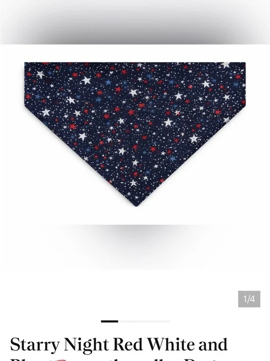 Starry Night Red White and Blue 🇺🇸 over the collar Dog Bandana