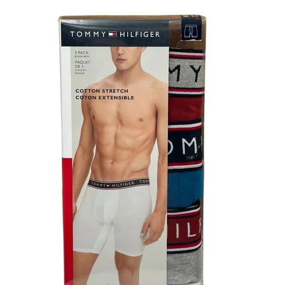 Tommy‎ Hilfiger Mens Boxer Briefs Size M Multicolor Jersey Cotton Stretch 3 Pack