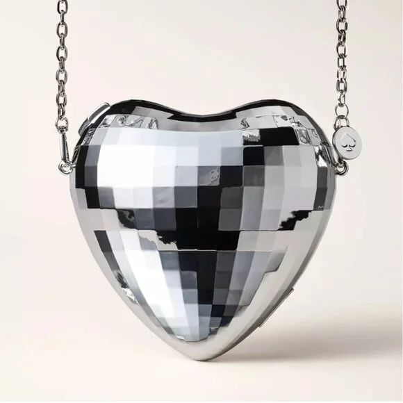 Disco Heart Crossbody Bag - kate spade new york x Target Silver NWT
