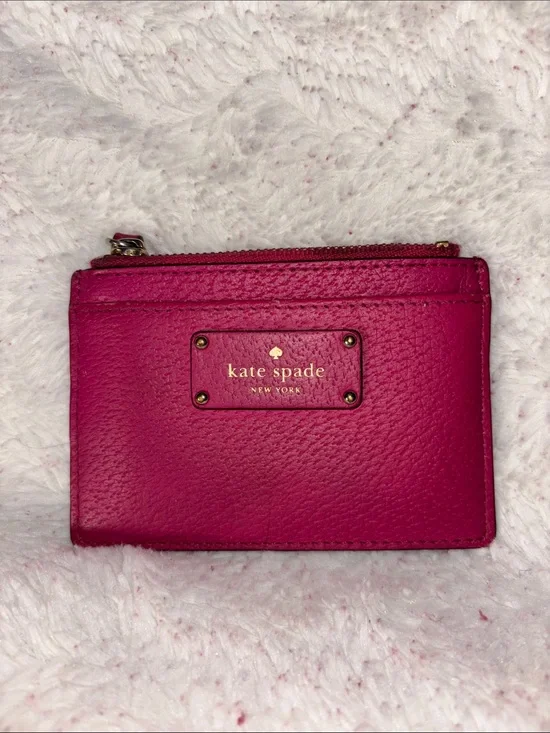 kate spade Fuchsia Leather Zip Card Wallet