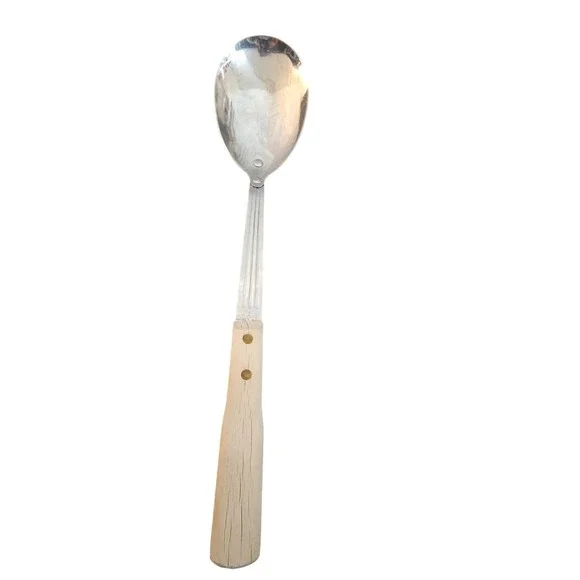 Imperial Veri-Sharp Stainless Steel Serving Spoon Wood Handle USA Vintage