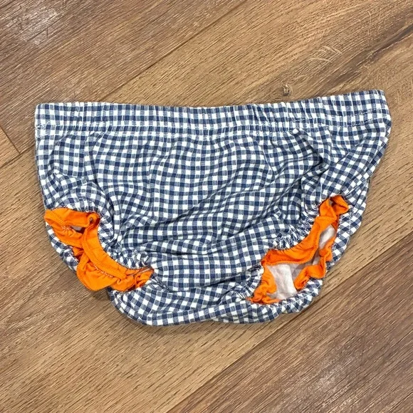 Matilda Jane Blue Gingham Checkered Plaid Bloomers Diaper Cover Ruffle 12-18m