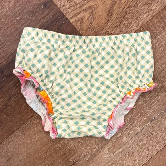 Matilda Jane Green Gingham Plaid Bloomers Diaper Cover Ruffles 12-18m