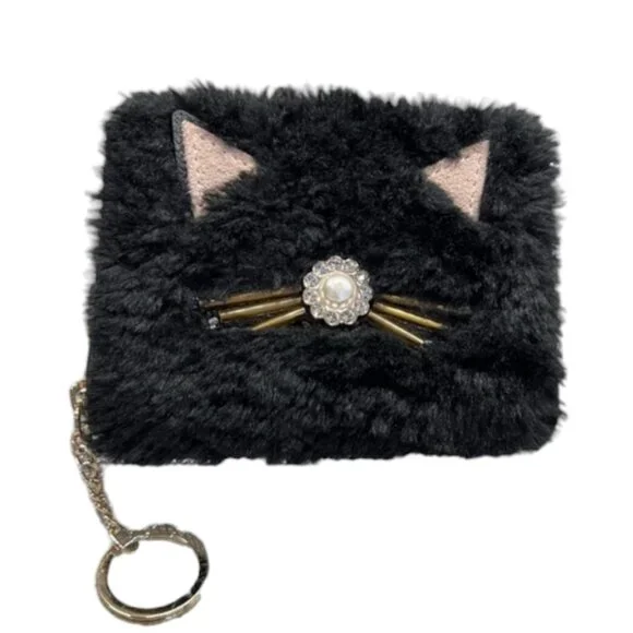 Kate Spade New York Dani Brighton Lane Black Cat Wallet with Keychain