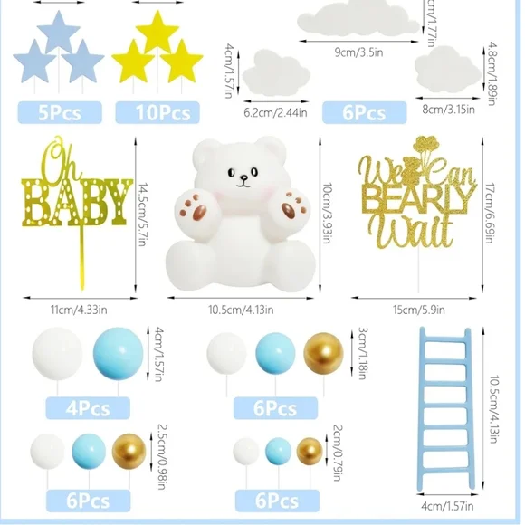 Baby Shower Decoration Set with Bear and Balloons